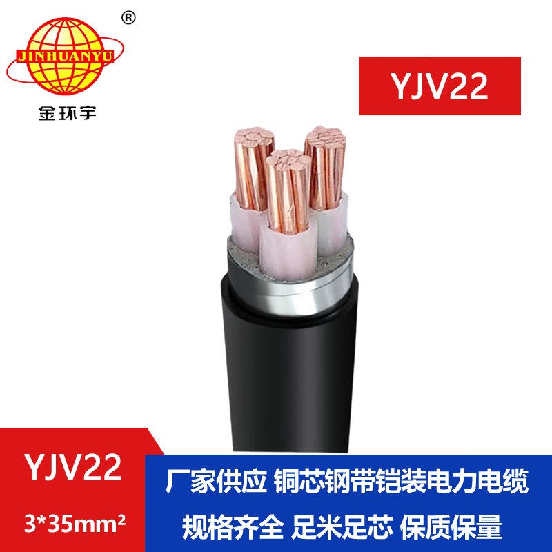 金環(huán)宇電線(xiàn)電纜 鋼帶鎧裝電力電纜YJV22 3X35平方